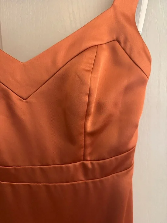 Terracotta Copper Blush Satin Gown - Picture 6 of 7